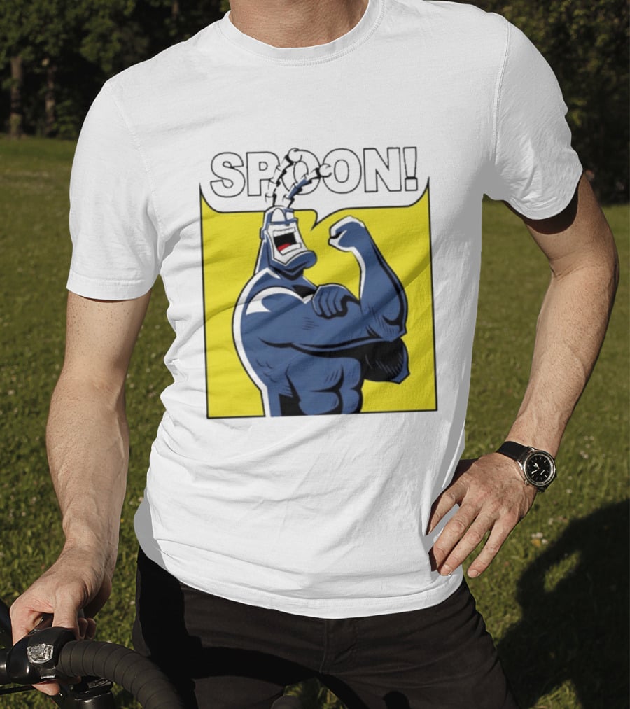 Spoon Mighty Hero Cartoon Catchphrase T-Shirt