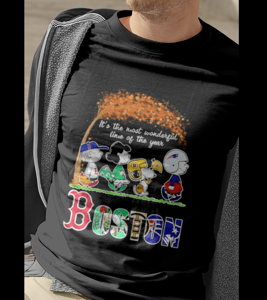 Boston Sports Team X Peanuts It's The Most Wonderful Time Of The Year Halloween 2026 Fall Autumn T-Shirt