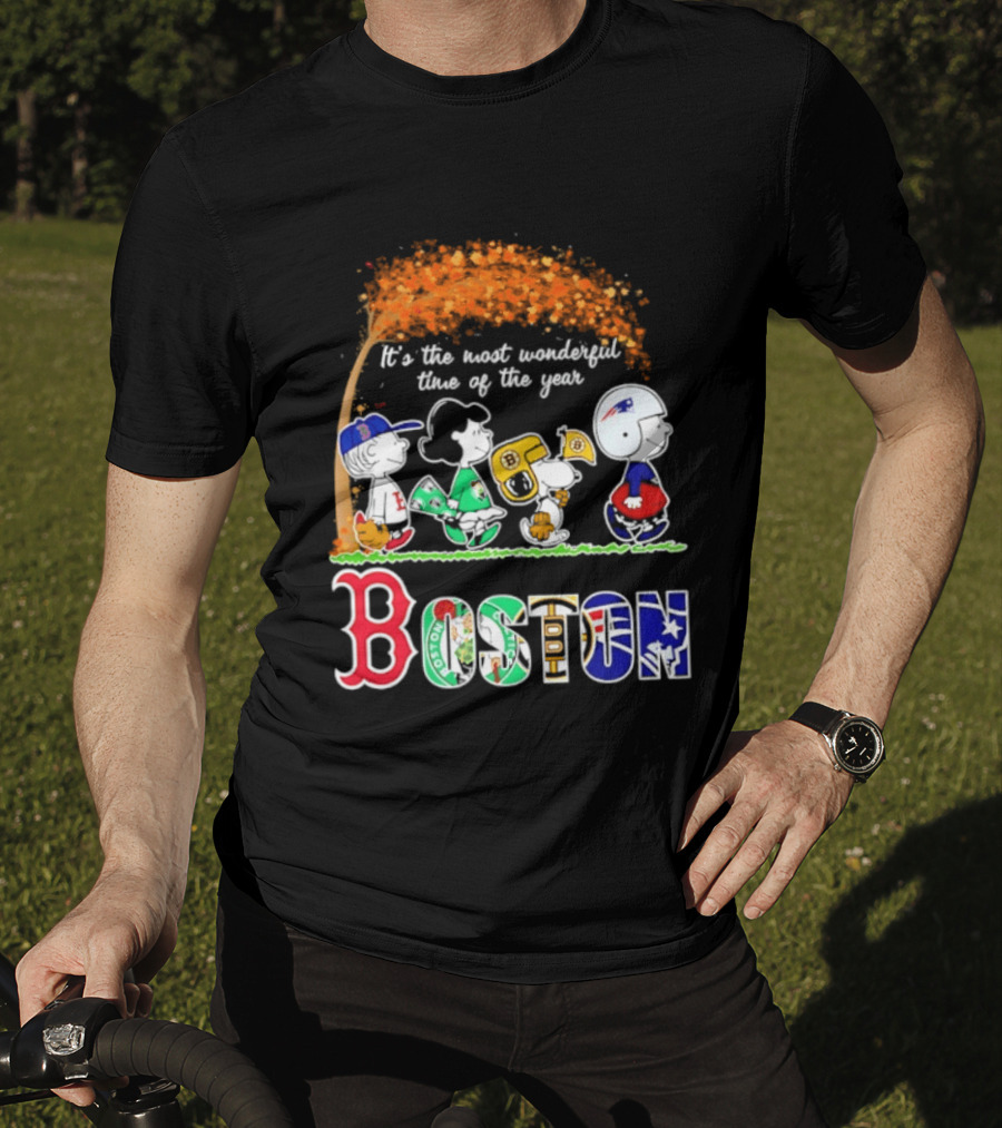 Boston Sports Team X Peanuts It's The Most Wonderful Time Of The Year Halloween 2026 Fall Autumn T-Shirt