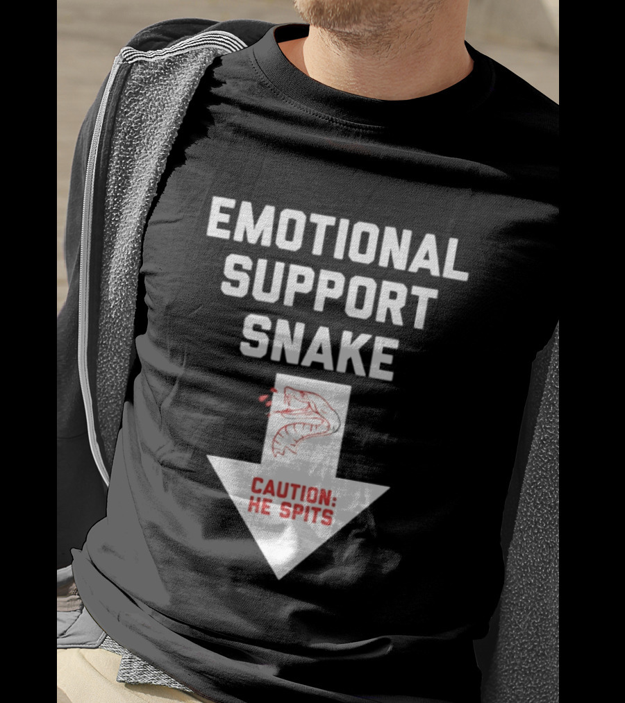 Emotional Support Snake Caution He Spits Warning Arrow T-Shirt