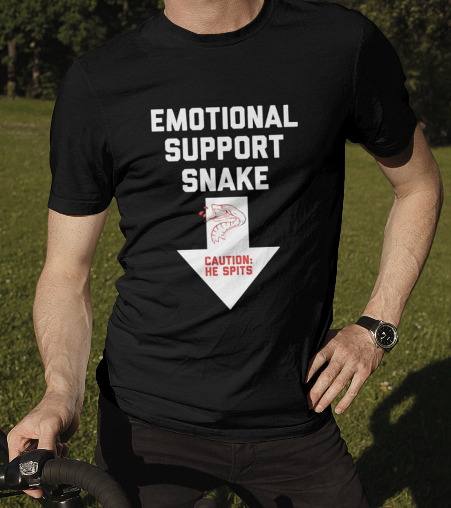 Emotional Support Snake Caution He Spits Warning Arrow T-Shirt