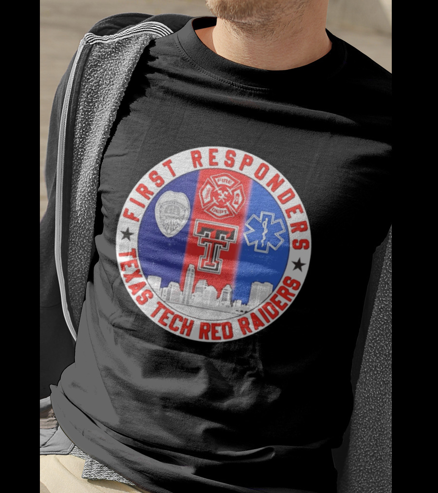 First Responders Texas Tech Red Raiders Fire Department Police EMS Skyline T-Shirt