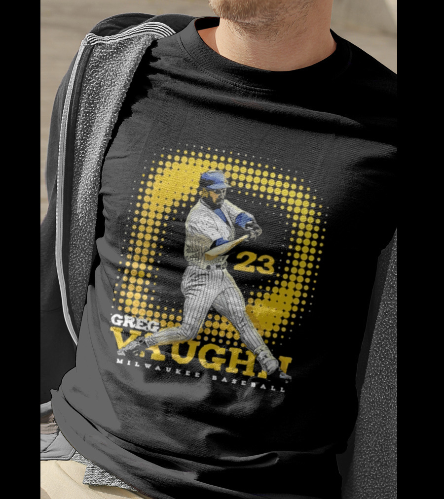 Greg Vaughn 23 Milwaukee Brewers Baseball Dots Player T-Shirt