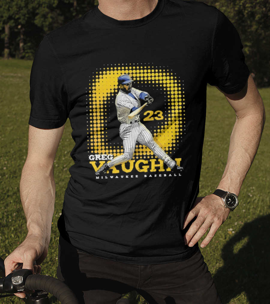 Greg Vaughn 23 Milwaukee Brewers Baseball Dots Player T-Shirt