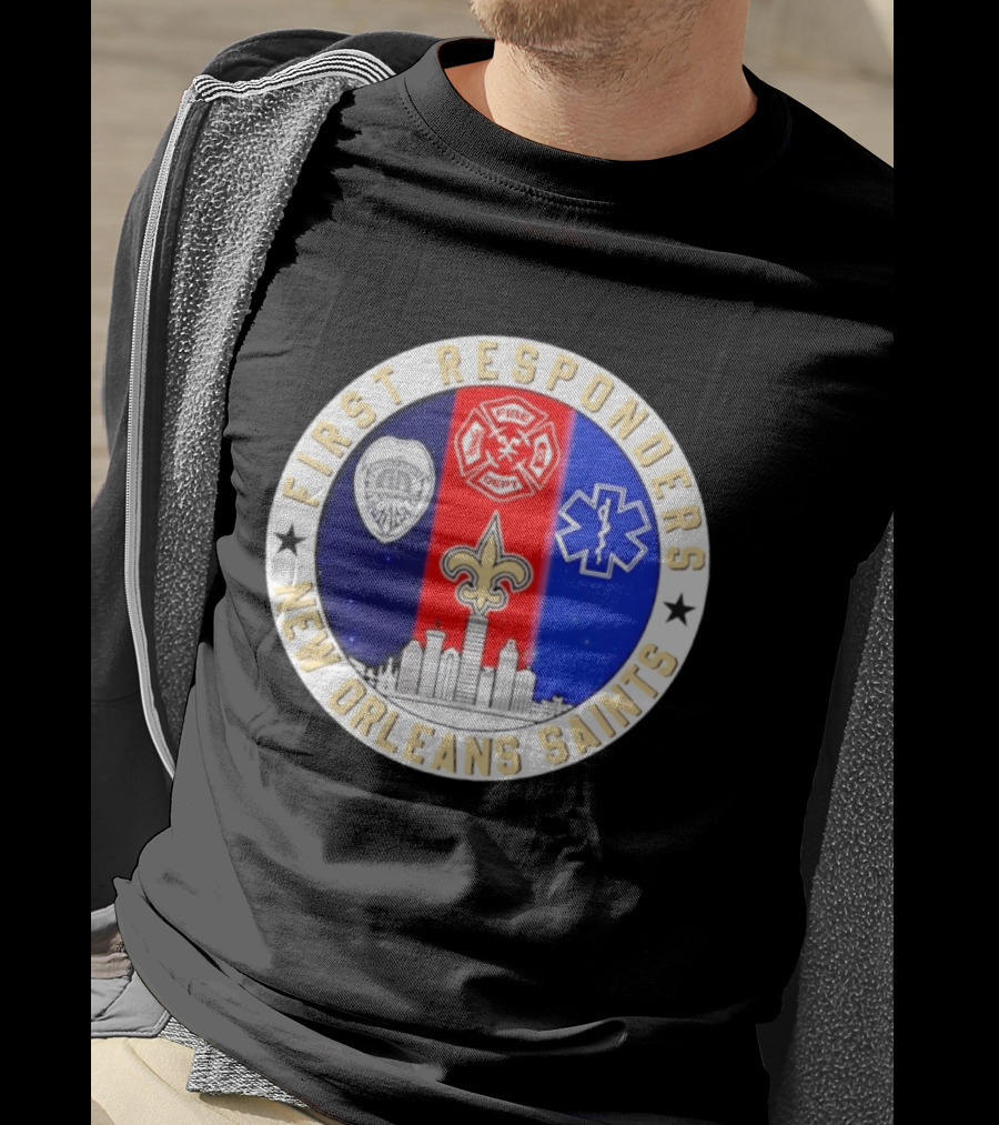 New Orleans Saints First Responders Tribute 9.11 Skyline Fire Dept Police EMT T-Shirt