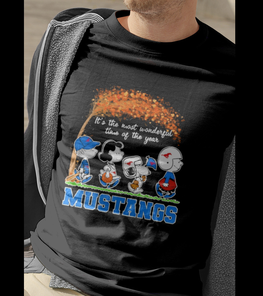 SMU Mustangs Peanuts Most Wonderful Time Of The Year Fall Halloween 2026 T-Shirt