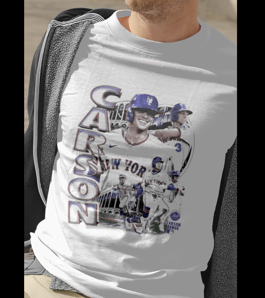 Carson Benge New York Mets MLB Baseball Collage T-Shirt