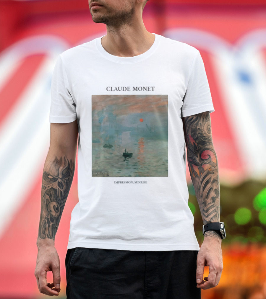 Claude Monet Impression Sunrise Oil Painting T-Shirt