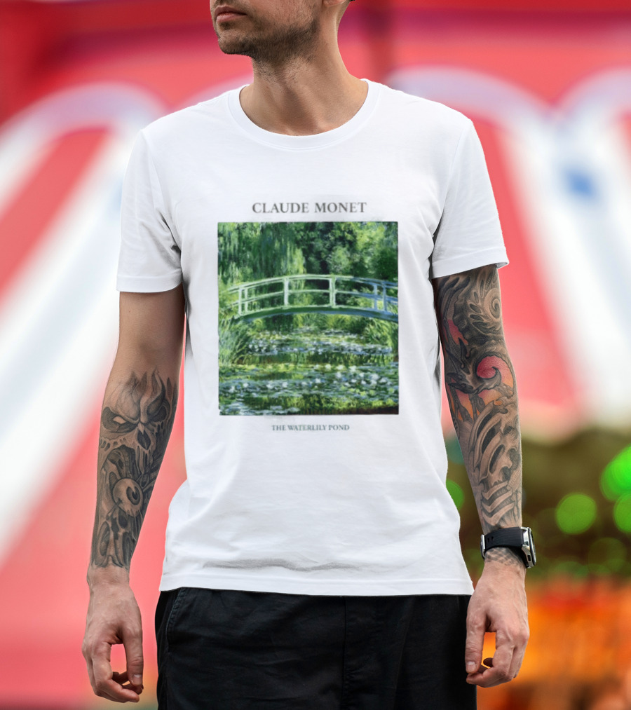 Claude Monet The Waterlily Pond Painting Scenic Landscape T-Shirt