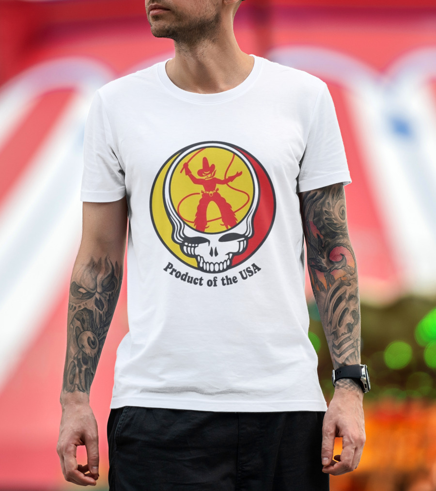 Dead Set Texas Pete Hot Sauce Cowboy Roper Skull USA T-Shirt