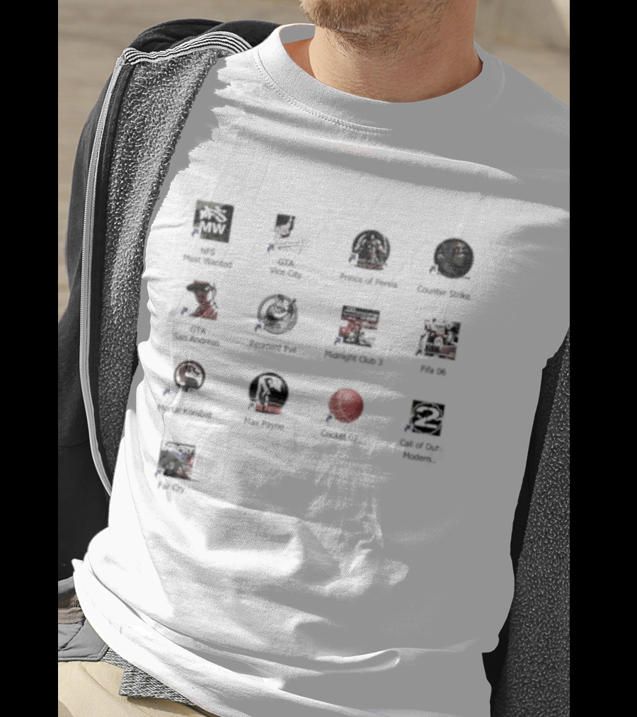 NFS Most Wanted GTA Vice City Prince Of Persia Counter Strike Call Of Duty Desktop Classics T-Shirt