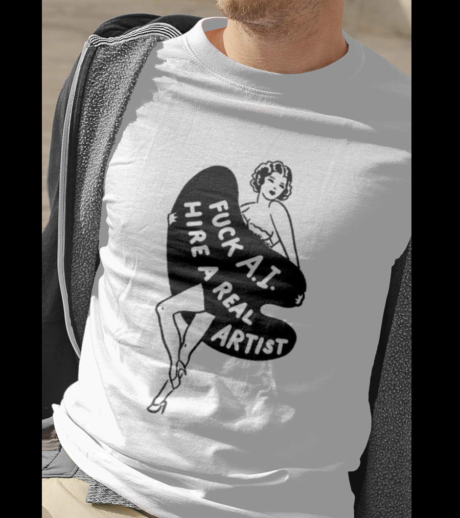 Fuck AI Hire A Real Artist Vintage Pin Up Style Palette T-Shirt