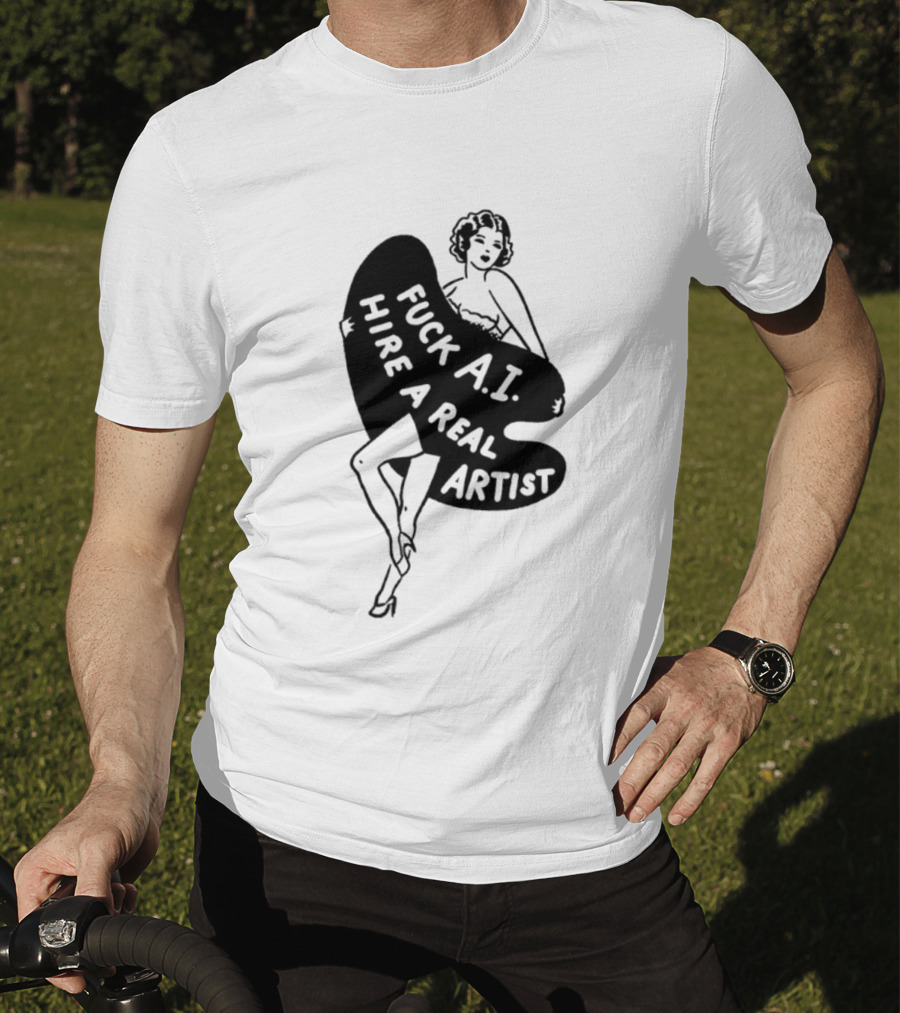 Fuck AI Hire A Real Artist Vintage Pin Up Style Palette T-Shirt