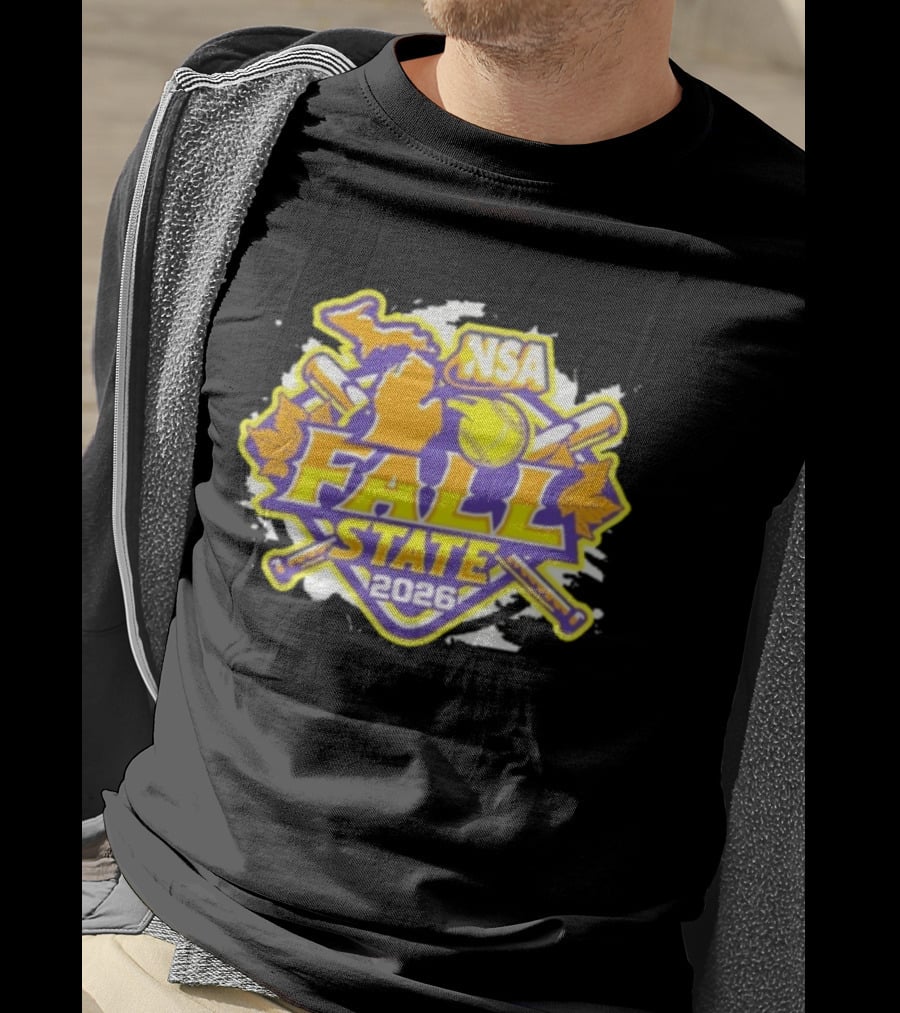 NSA Michigan 2026 Fall State Fastpitch Tournament Baseball Softball Leaves T-Shirt