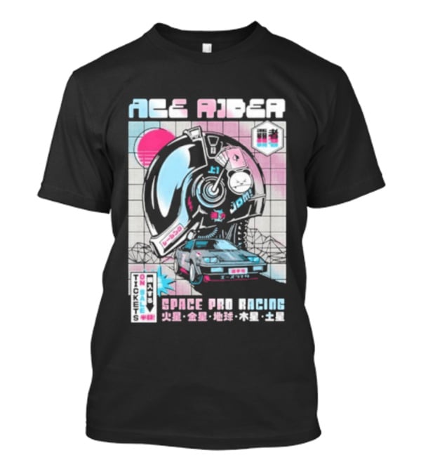 Ace Rider Space Pro Racing Cyberpunk Aesthetic Neon Retro Car T-Shirt