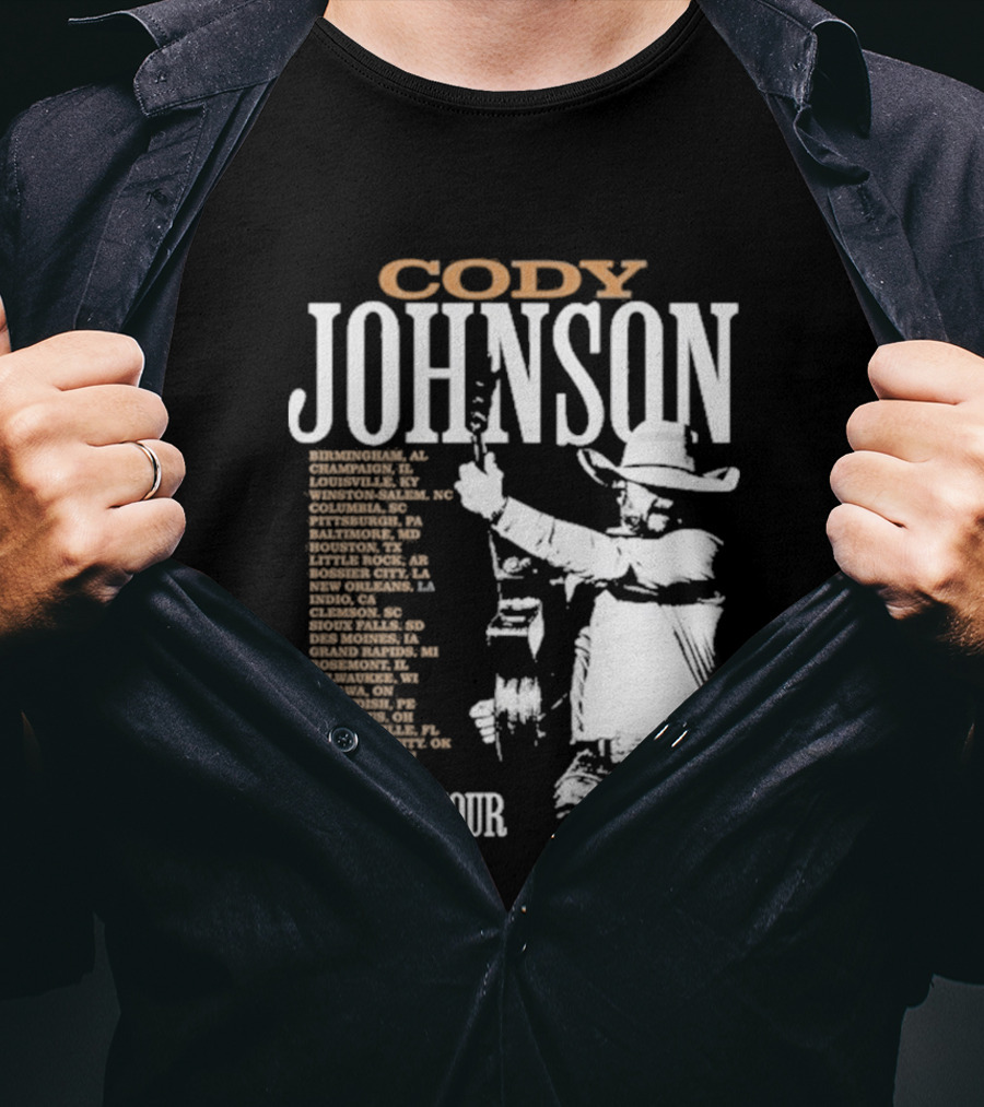 Cody Johnson 2026 Tour Live On Tour Dates And Cities With Cowboy T-Shirt