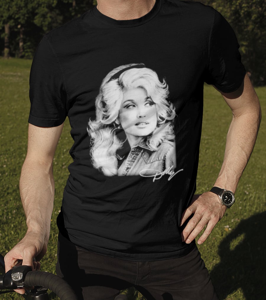 Dolly Parton Dolly Forever Legend Vintage Black And White Denim T-Shirt