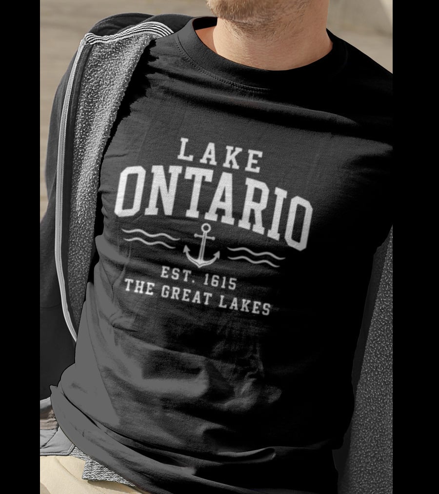 Lake Ontario Est. 1615 The Great Lakes Anchor Waves T-Shirt