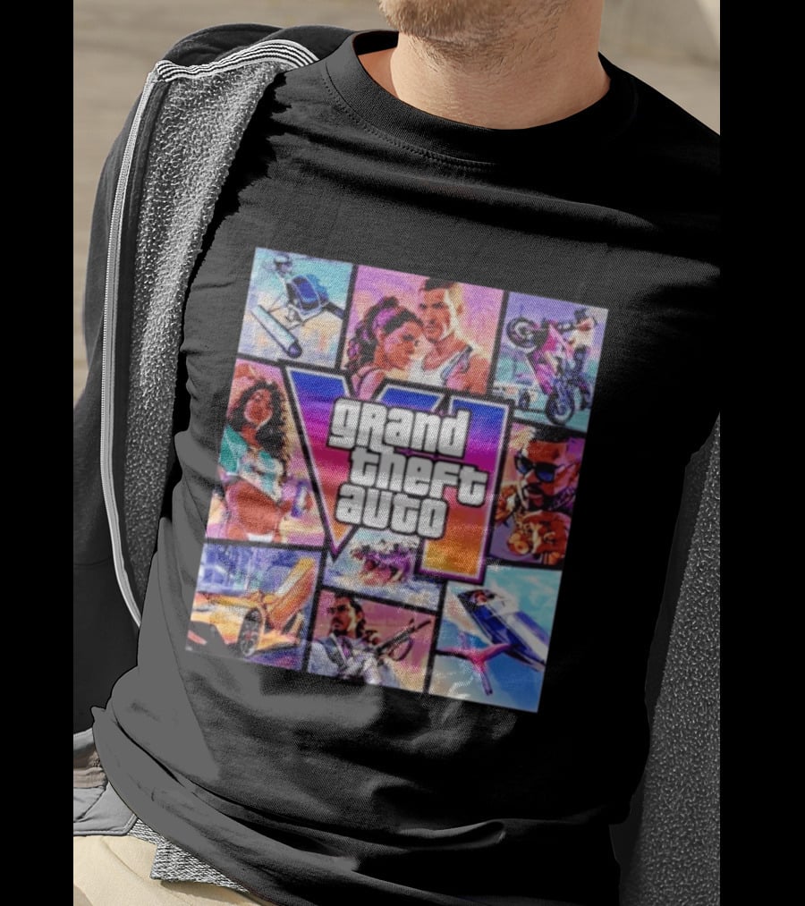 Grand Theft Auto VI Vice City Stories Helicopter Motorbike Rockstar Games T-Shirt