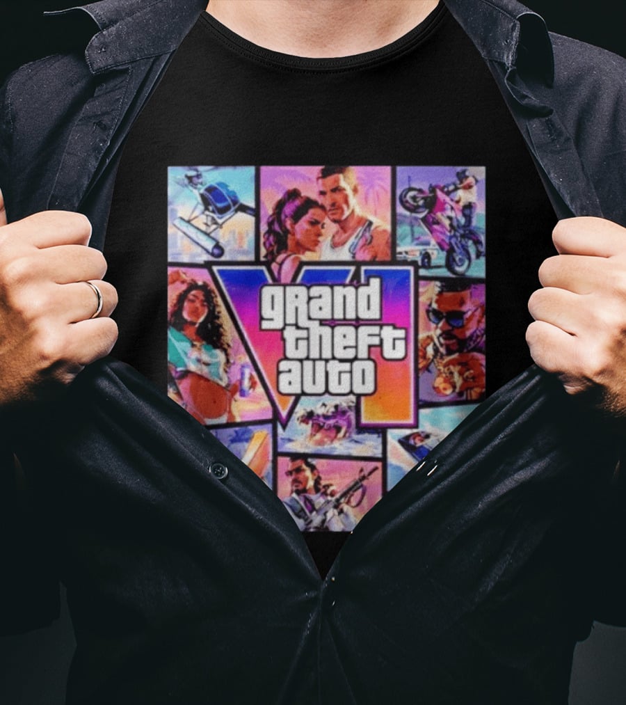 Grand Theft Auto VI Vice City Stories Helicopter Motorbike Rockstar Games T-Shirt