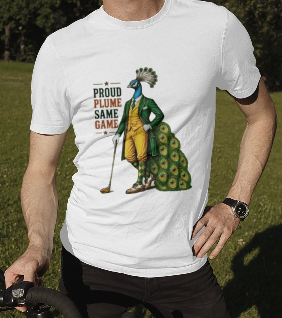Proud Plume Same Game Peacock Golf Club Cartoon T-Shirt