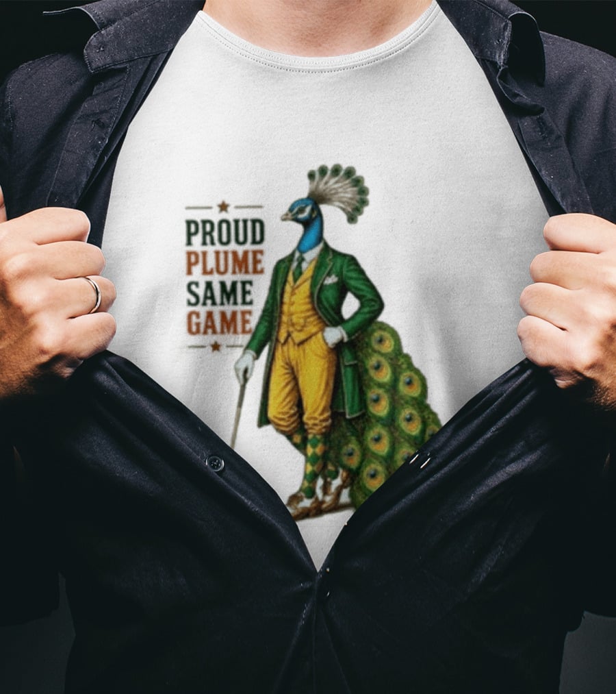 Proud Plume Same Game Peacock Golf Club Cartoon T-Shirt