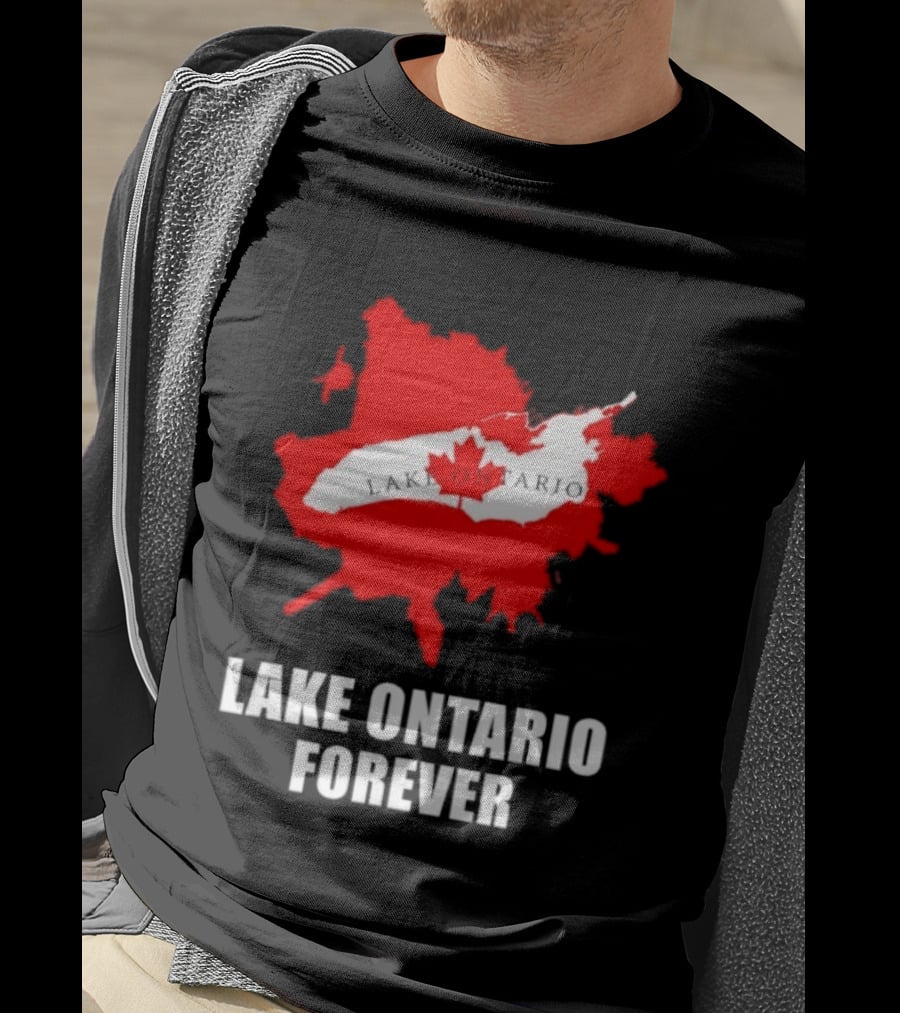 Lake Ontario Forever Canada Map Red Leaf T-Shirt