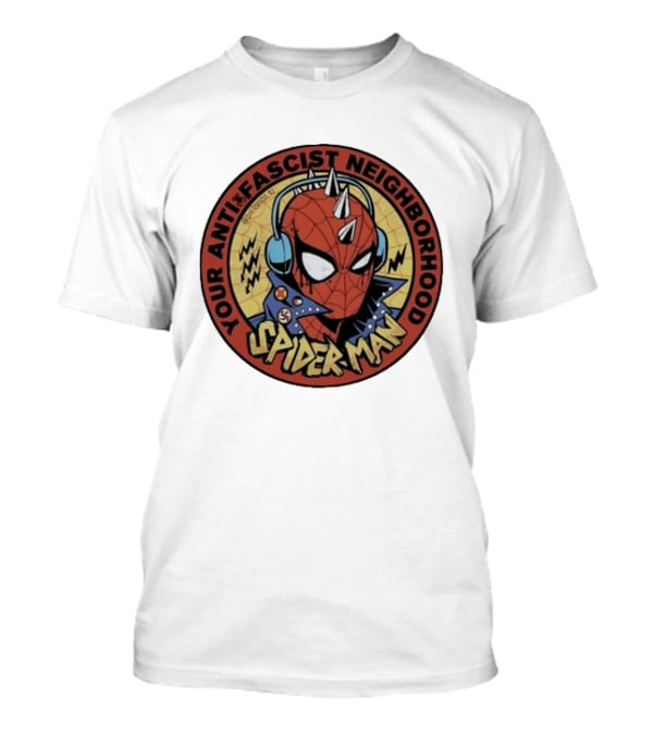 Spider Man Anti Fascist Punk Style Headphones Jacket T-Shirt