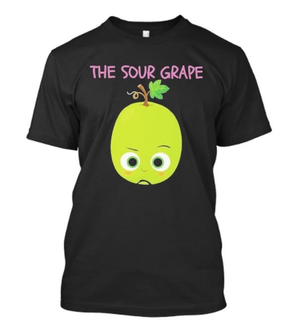 The Sour Grape Cute Green Fruit Character With Leaf And Stem Expression T-Shirt