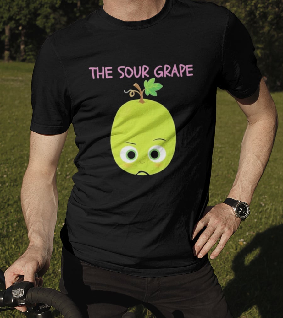 The Sour Grape Cute Green Fruit Character With Leaf And Stem Expression T-Shirt