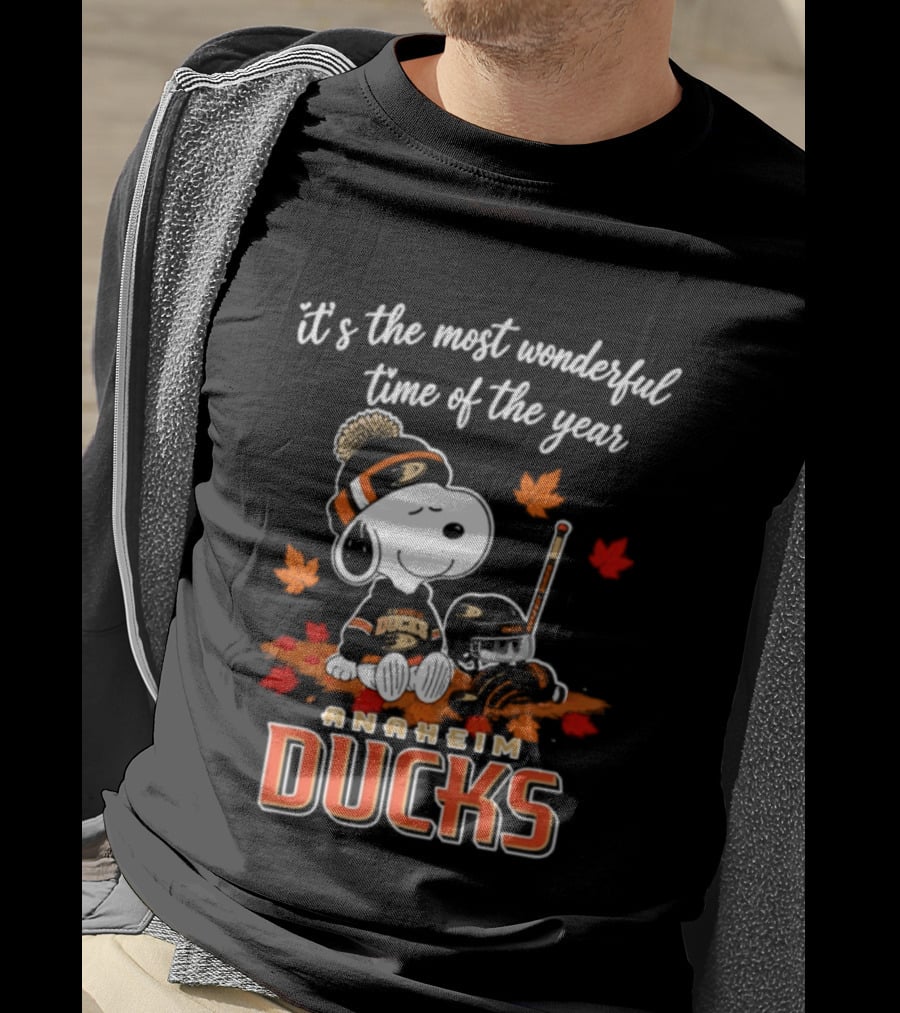 Anaheim Ducks Snoopy Halloween It's The Most Wonderful Time Of The Year 2026 T-Shirt