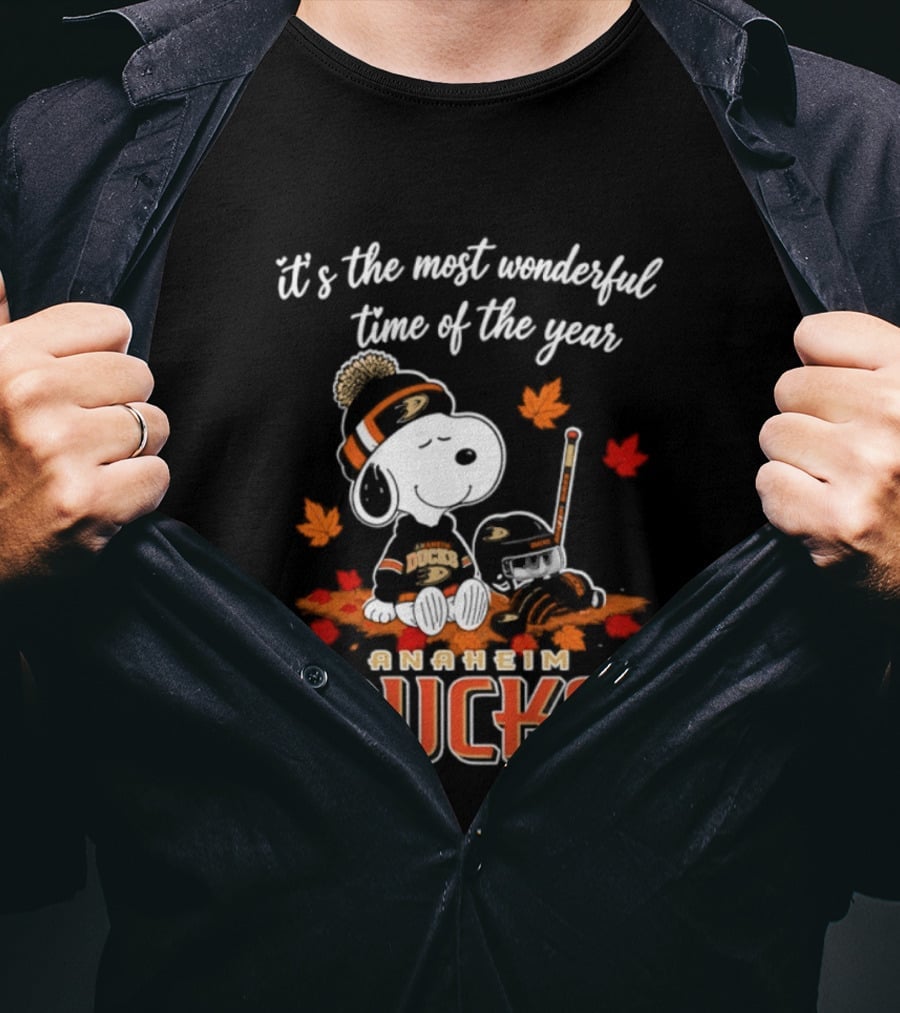 Anaheim Ducks Snoopy Halloween It's The Most Wonderful Time Of The Year 2026 T-Shirt