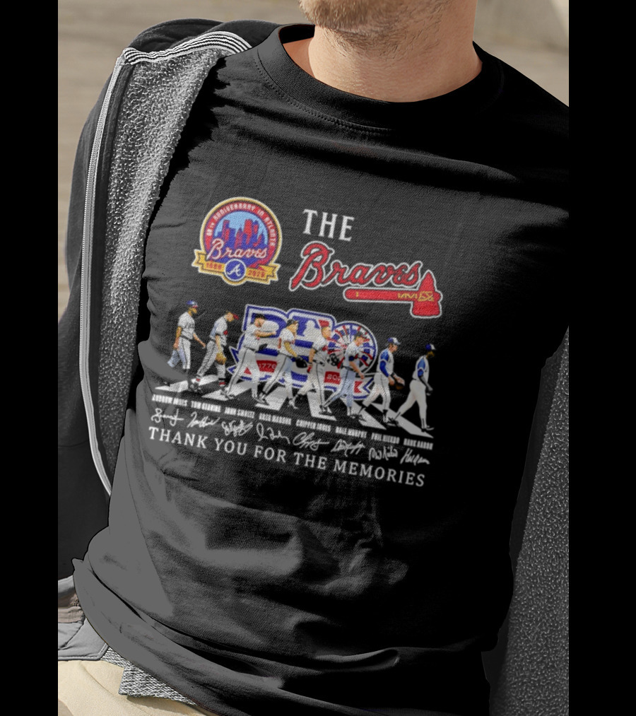 The Braves 150th Anniversary Atlanta 1876 2026 MLB 250th United States 1776 2026 Thank You For The Memories Signatures T-Shirt