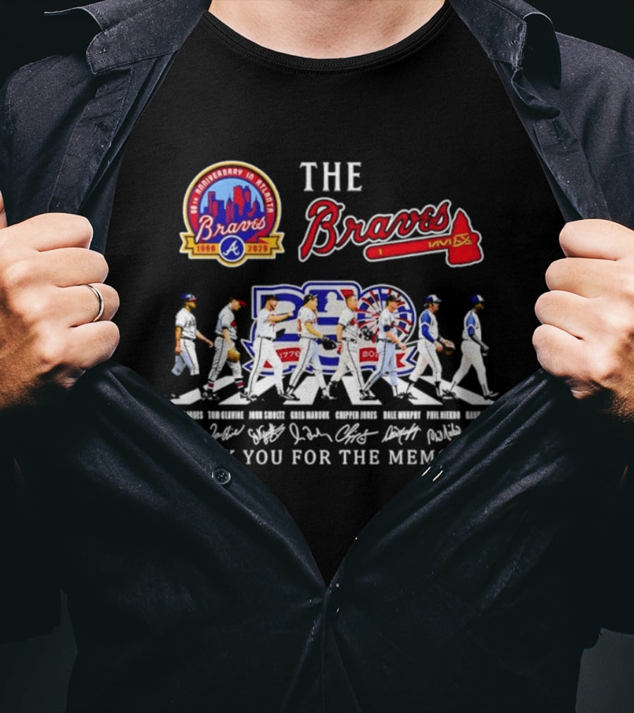 The Braves 150th Anniversary Atlanta 1876 2026 MLB 250th United States 1776 2026 Thank You For The Memories Signatures T-Shirt