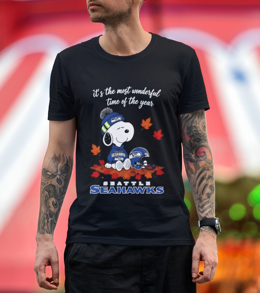 Snoopy Seattle Seahawks It's The Most Wonderful Time Of The Year Halloween 2026 T-Shirt