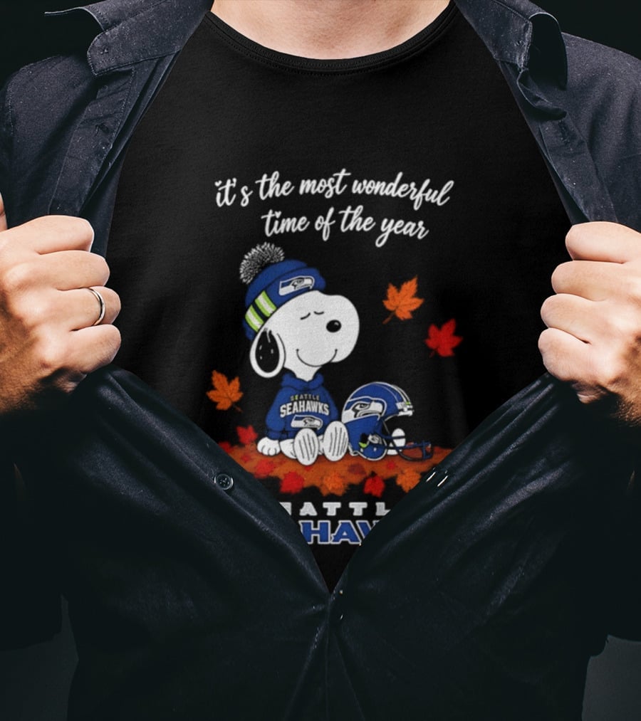 Snoopy Seattle Seahawks It's The Most Wonderful Time Of The Year Halloween 2026 T-Shirt