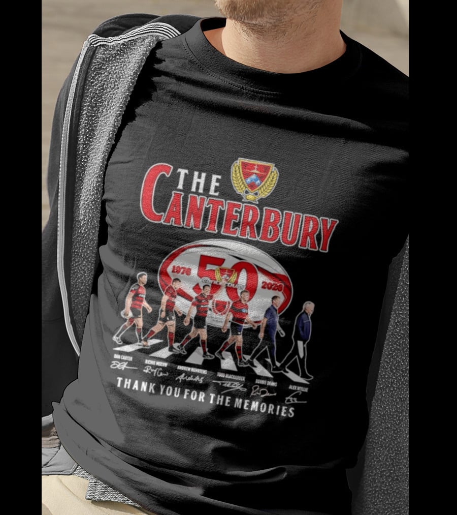 The Canterbury Rugby 50 Years 1976 2026 Thank You For The Memories Signatures T-Shirt