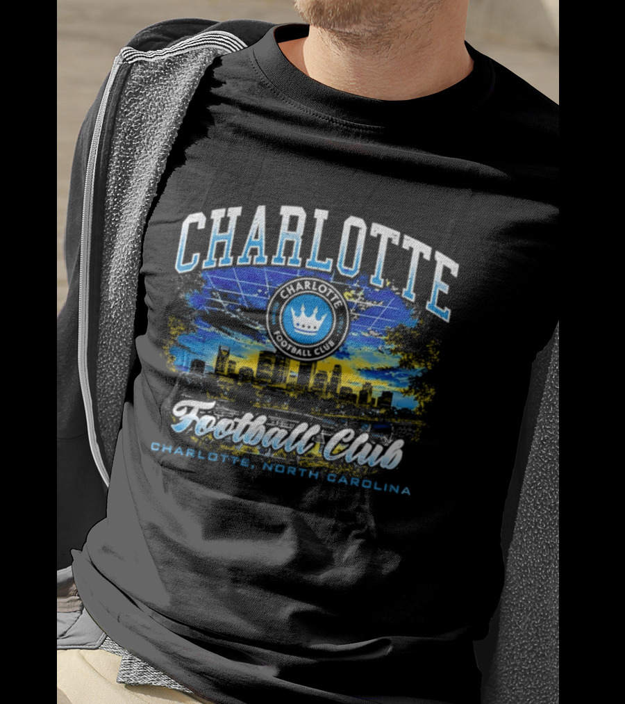 Charlotte Football Club Skyline Charlotte North Carolina Crown T-Shirt