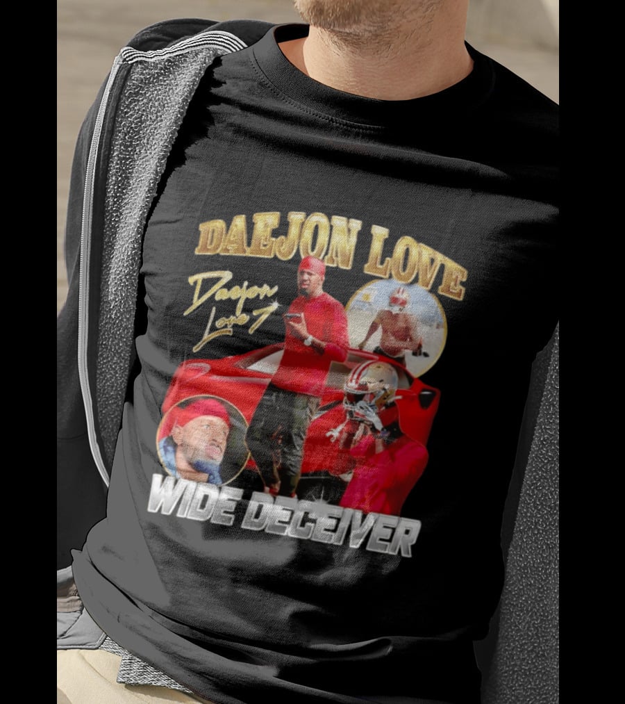 Daejon Love Wide Deceiver Football Tribute Red Car T-Shirt