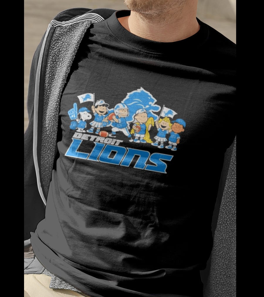 Detroit Lions Peanuts Characters Let's Go Team T-Shirt