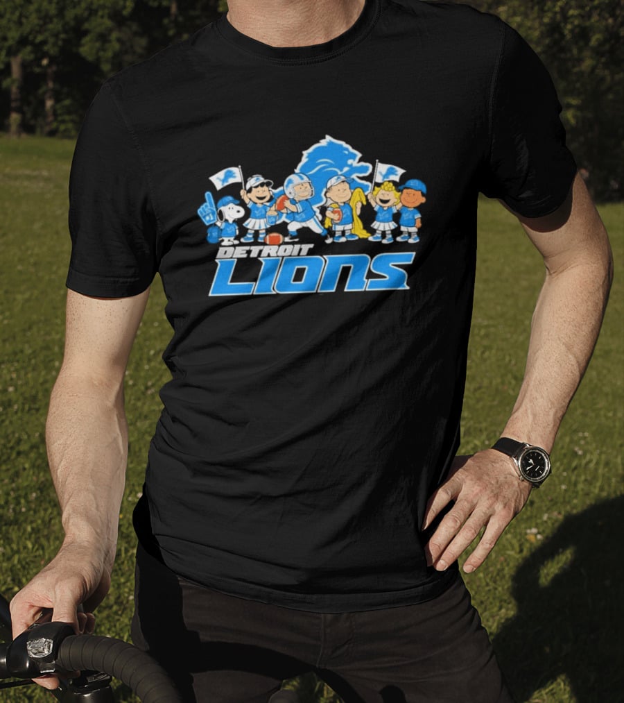 Detroit Lions Peanuts Characters Let's Go Team T-Shirt