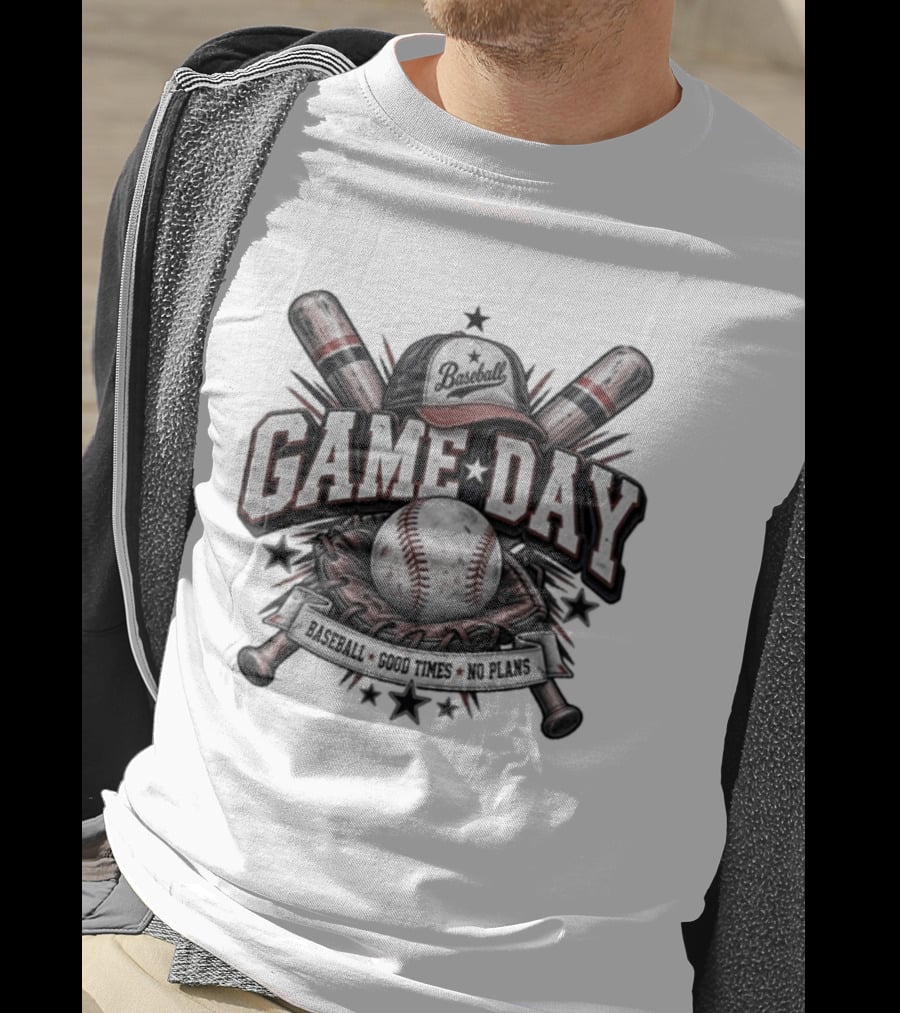 Game Day Vibes Baseball Cap Bats Good Times No Plans T-Shirt