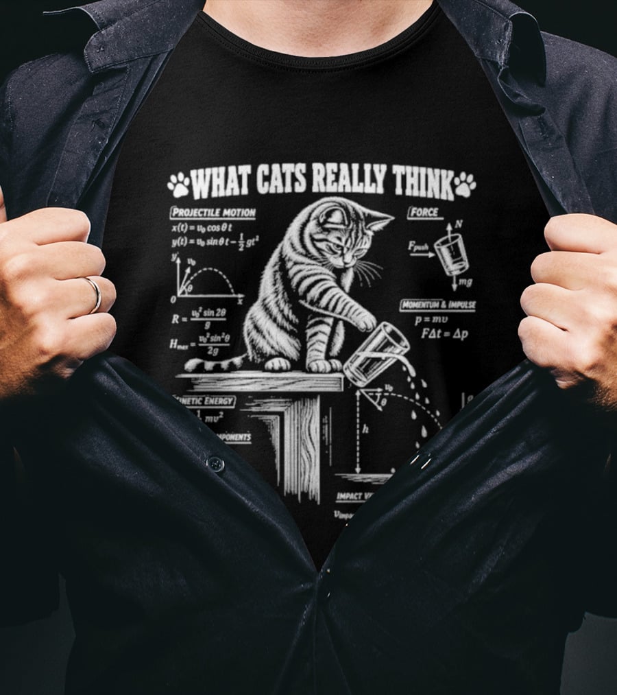 What Cats Really Think Physics With Formulas And Diagrams T-Shirt