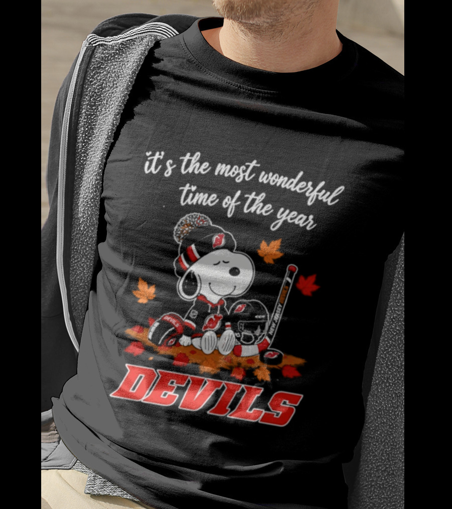 New Jersey Devils Snoopy Halloween 2026 It's The Most Wonderful Time Of The Year Hockey T-Shirt
