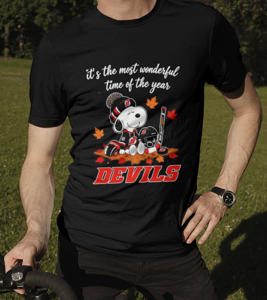 New Jersey Devils Snoopy Halloween 2026 It's The Most Wonderful Time Of The Year Hockey T-Shirt