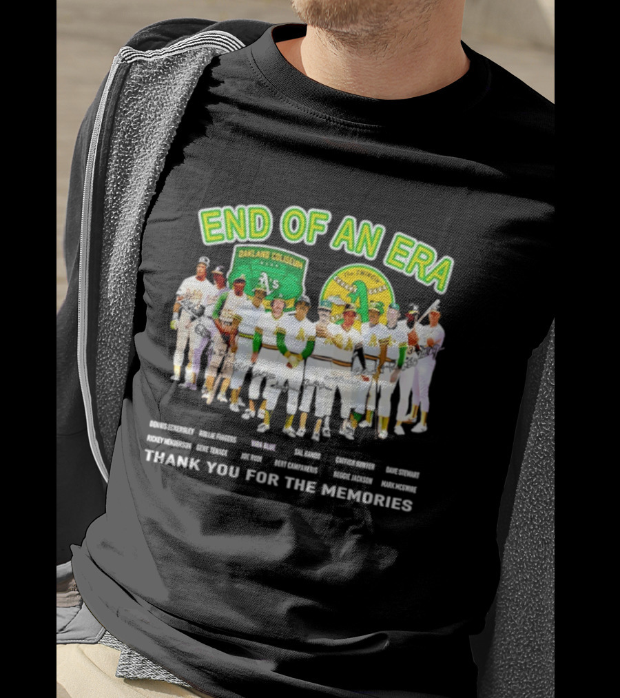 Oakland Athletics End Of An Era Oakland Coliseum A's Logo Thank You For The Memories T-Shirt