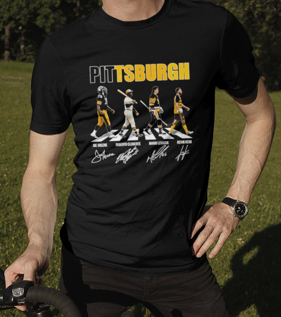 Pittsburgh Steelers Pirates Penguins Crossing Signatures T-Shirt