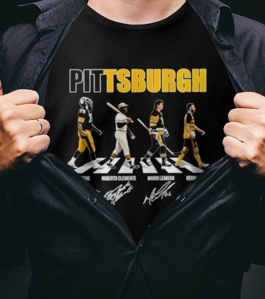 Pittsburgh Steelers Pirates Penguins Crossing Signatures T-Shirt