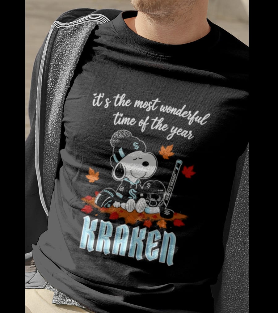 Seattle Kraken Snoopy Hockey Halloween 2026 It's The Most Wonderful Time Of The Year T-Shirt