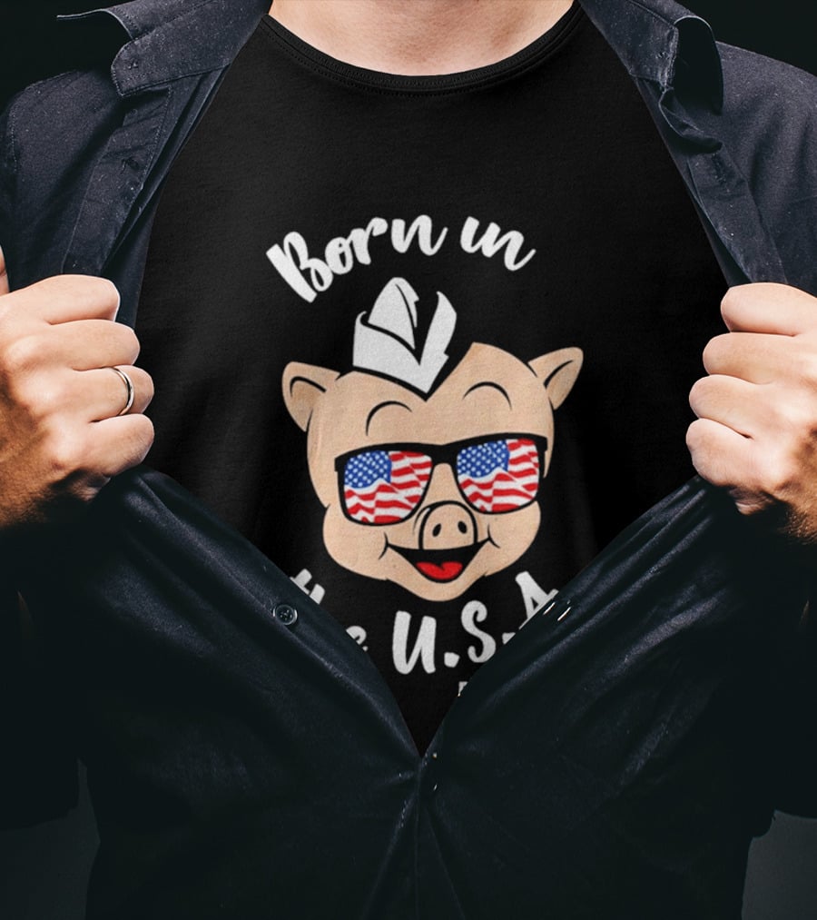 Piggly Wiggly Born In The USA 2026 With American Flag Sunglasses T-Shirt